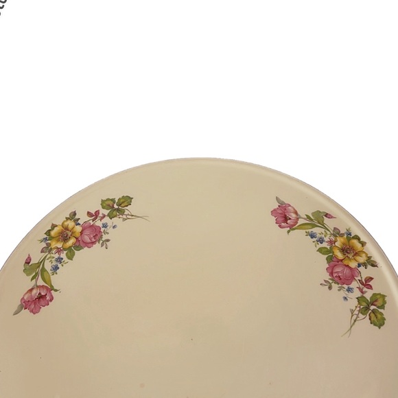 Vintage Floral Porcelain Ceramic Cake Serving Plate Raised Stand & Platinum Trim - Picture 5 of 8